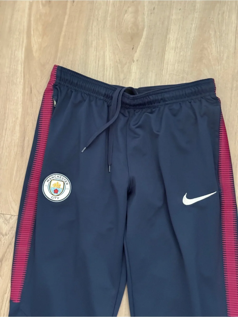 Nike Navy Manchester City Training Pants with Red Accents